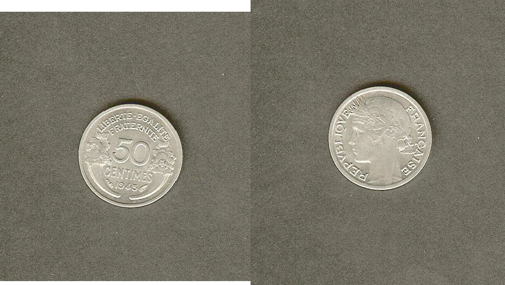 50 centimes Morlon, légère 1945 Paris SUP à SPL